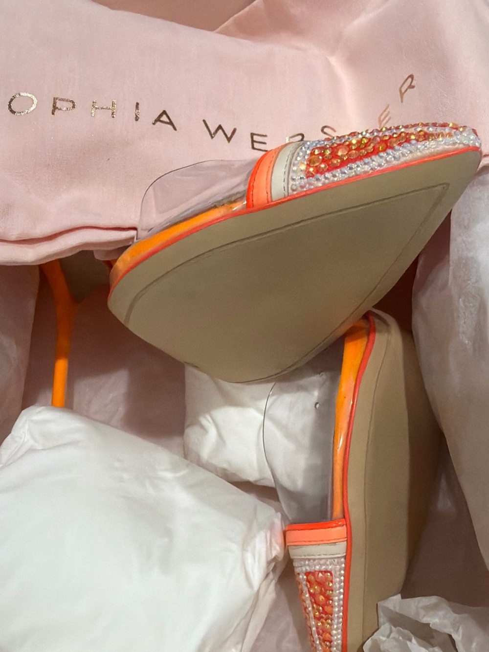 Sophia Webster Orange Clear Slingback High Heel Sandals size 37 - Picture 5 of 6